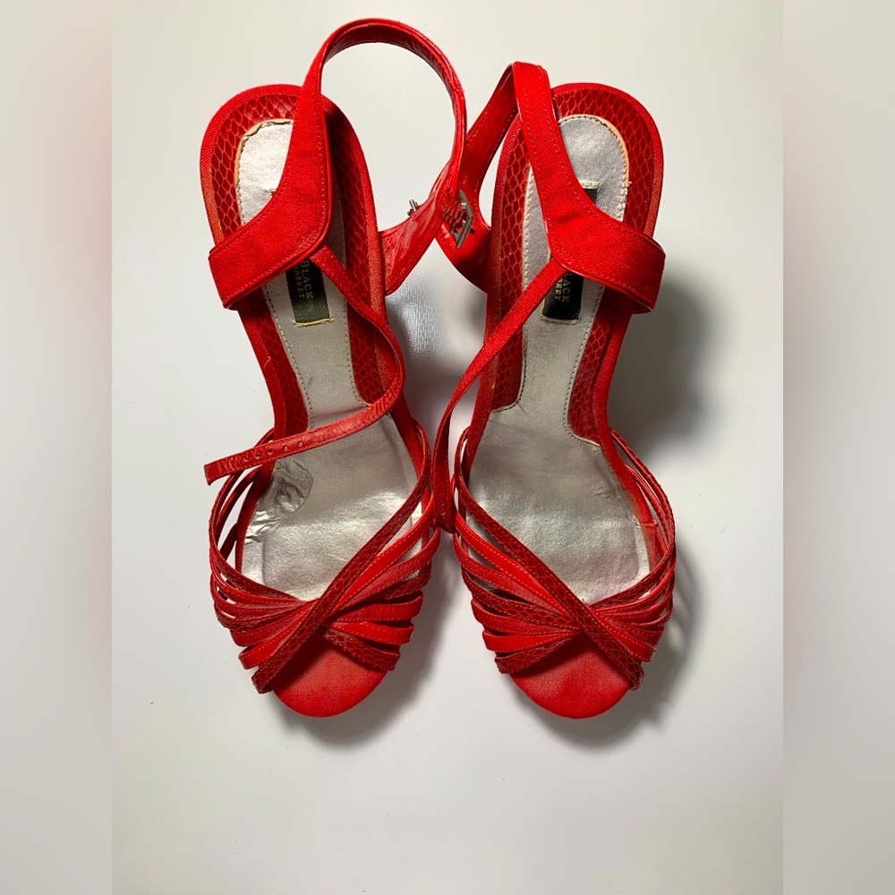 White House Black Market Tomato Red Crocodile Wedges